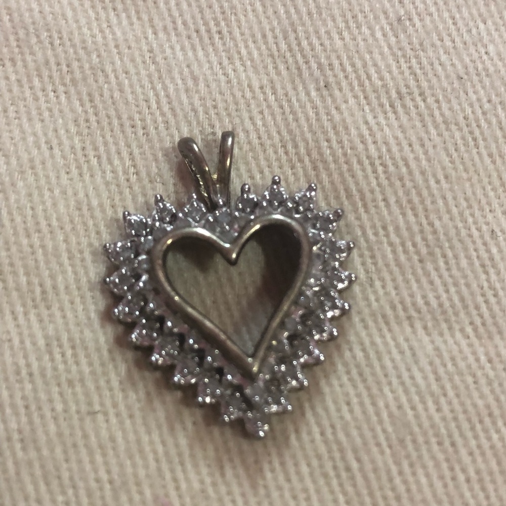 Sterling Silver  CZ HEART PENDANT